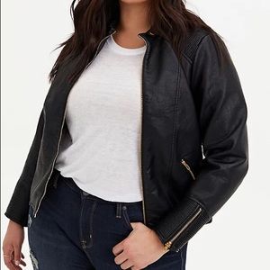 NWT Torrid Black Faux Leather Moto Jacket sz 1